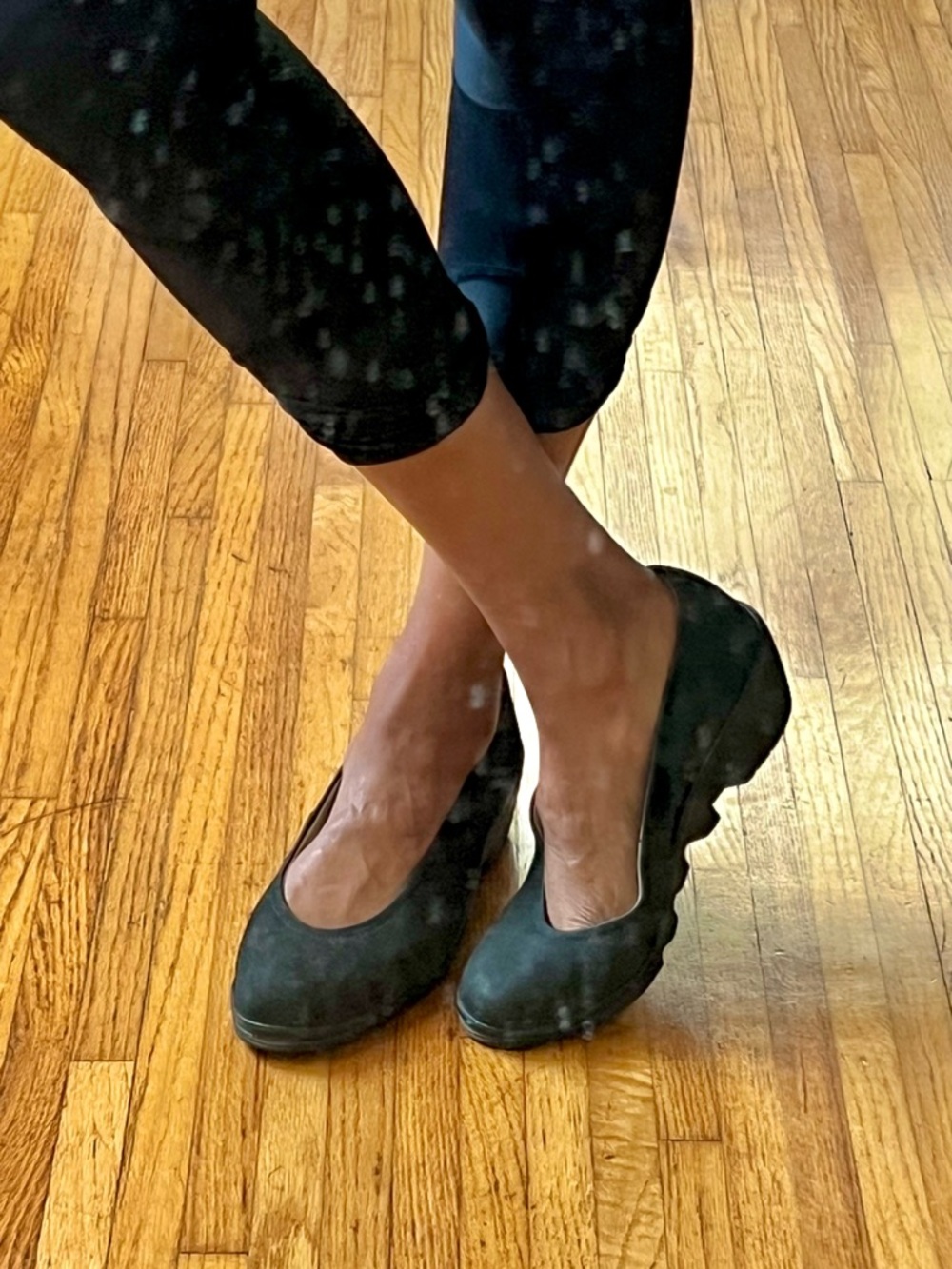 Fly London Black Suede Wedge Ballet Flats size 41 or 10. Made in Portugal